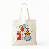 Blue Hippo Face 2nd Birthday Tote Bags