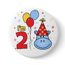 Blue Hippo Face 2nd Birthday