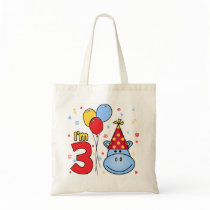Blue Hippo Face 3rd Birthday Bags