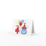 Blue Hippo Face 4th Birthday Invitation Card