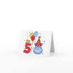 Blue Hippo Face 5th Birthday Invitation Cards