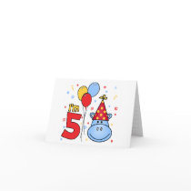 Blue Hippo Face 5th Birthday Invitation