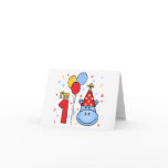 Blue Hippo Face First Birthday Invitation Greeting Card