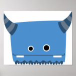 Blue Horned Monster Poster