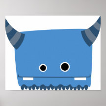 Blue Horned Monster Poster