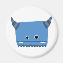 Blue Horned Monster Refrigerator Magnet