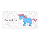 Blue horse with pink hearts customised photo card