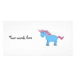 Blue horse with pink mane custom photo card