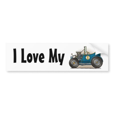 Blue Hot Rod Car I Love My Bumper Sticker by art1st