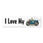Blue Hot Rod Car I Love My Bumper Sticker bumper stickers
