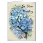 Blue Hydrangea Flower Wedding Day Card