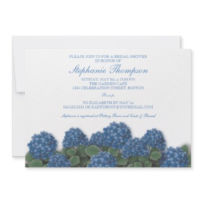 Blue Hydrangea Flowers Bridal Shower Invitation by kat_parrella