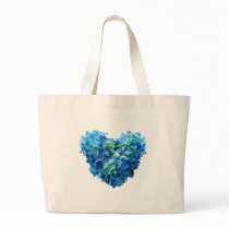 Blue Hydrangea Heart Tote Bags