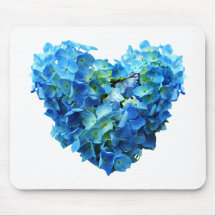 Blue Hydrangea Heart Mouse Pad