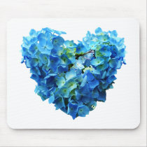Blue Hydrangea Heart Mouse Pad