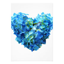 Blue Hydrangea Heart Personalised Invites