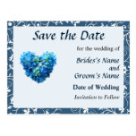 Blue Hydrangea Heart Save the Date Post Card