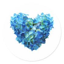 Blue Hydrangea Heart Stickers