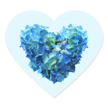 Blue Hydrangea Heart Sticker