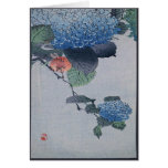 Blue Hydrangea Japanese Woodcut with Verse Cards