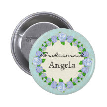 Blue Hydrangea Lace Floral Formal Bridesmaid Badge Button