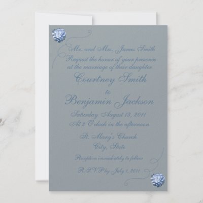 Blue Hydrangea on Quarry Grey wedding invitation by ObservationCreations
