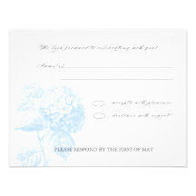 Blue Hydrangea RSVP Personalised Invite