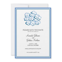 Blue Hydrangea Save the Date Invite