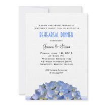 Blue Hydrangeas Linen Rehearsal Dinner Invite