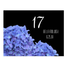 Blue Hydrangeas Wedding Table Card Postcard