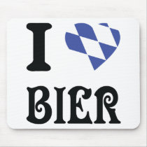 blue I love Bier icon Mousepads