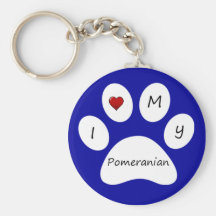 Blue I Love My Pomeranian Key Chain