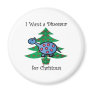 Blue I want a dinosaur for christmas Fridge Magnets