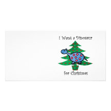 Blue I want a dinosaur for christmas Photo Card