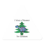 Blue I want a dinosaur for christmas Triangle Sticker