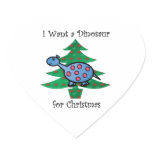 Blue I want a dinosaur for christmas Heart Sticker