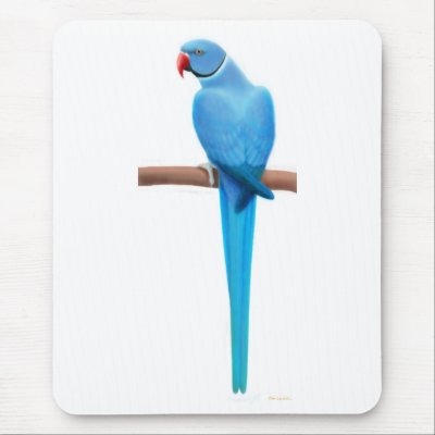 Blue Indian Ringneck Parrakeet Mousepad by twopurringcats
