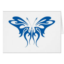 Blue Ink Lace Butterfly Design Card
