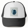 Blue inverted face with hand over mouth hat