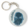 Blue inverted face with hand over mouth key chains
