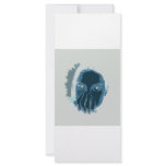 Blue inverted face with hand over mouth rack cards