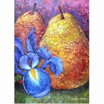 Blue Iris And Fruit Pear Painting Art - Multi by JUDERM