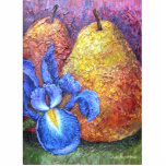 Blue Iris And Fruit Pear Painting Art - Multi