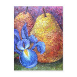 Blue Iris And Fruit Pear Painting Art - Multi postcards