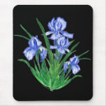 Blue Iris on black Mousepads
