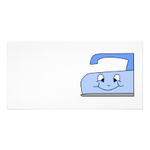 Blue Iron Cartoon. On White. Customized Photo Card