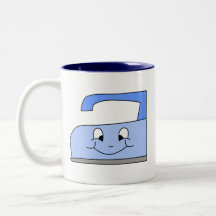 Blue Iron Cartoon. On White. Mugs