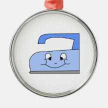 Blue Iron Cartoon. On White. Ornaments
