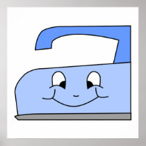Blue Iron Cartoon. On White. Poster