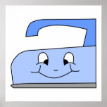 Blue Iron Cartoon. On White. Print
